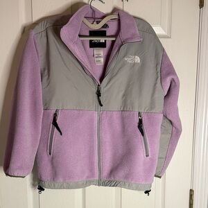 Vintage North Face Lavender and Gray Fleece Jacket Youth Large.